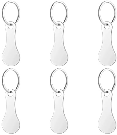 6 PCS Gettoni Carrello Spesa in Acciaio Inossidabile, Gettone Carrello Spesa, Portachiavi Rimovibile, Chiave Carrello Spesa Universale, Strumento Pratico per Carrelli della Spesa, Leggeri e Durevoli