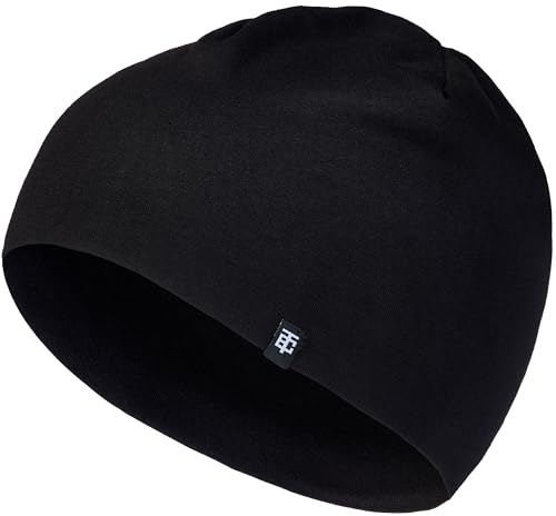 Enter the Complex lätt beanie-mössa, män och kvinnor, kortare version, övergångsmössa, sommarmössa, tunn huvudbonad, bomull (jersey), S/M, svart