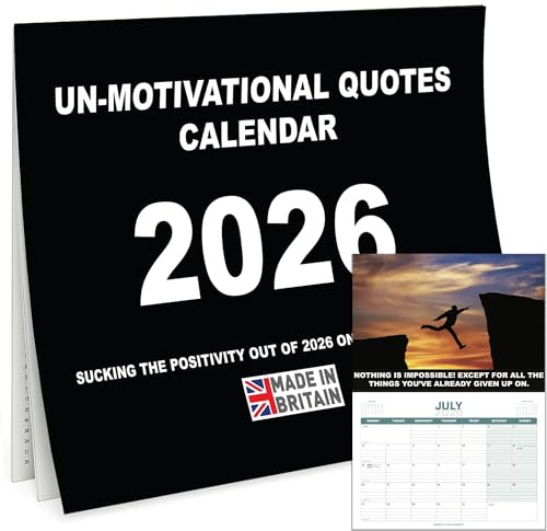 Funny Birthday Calendar 2026 – Unmotivational Quotes Wall Calendar – Sarcastic Joke & Gag Gift for Men – Father’s Day Present, Office Humour, Inappropriate Comedy Wall Planner
