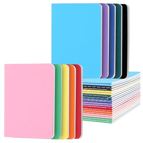 Yoosso 20 Stück Klein Notizblock, 9 x 14 cm Notizbuch 10 Farben A6 Heft Liniert Notizheft Pocket Notizbuch für Familie Schule Büro (16 Blatt/32 Seiten)