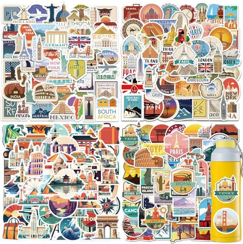 Ausikou Lot de 200 Autocollants de Voyage Vintage - Stickers Imperméables Pour Valise, Skateboard, Guitare, Ordinateur