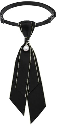Muorruo Ladies Bow Tie, Adjustable Women's Tie, Girls' Uniform Tie, Pre-tied Ladies Tie with Artificial Pearl for School, Tie Accessory for Women, Black