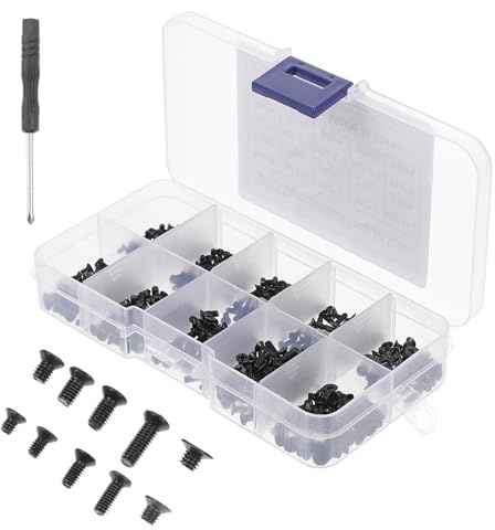 Ipetboom Juego de Tornillos Avellanados para Computadora Tornillos Pequeños M2-M3 Negros de Acero al Carbono 500 Unidades Destornillador Cruz Accesorios para Montaje y Reparación de PC