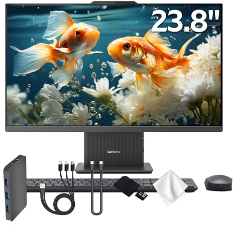 Lenovo IdeaCentre AIO 3 23.8 FHD All-in-One Desktop, AMD Ryzen 5 7535HS, 16GB DDR5, 1.5TB Storage (512GB SSD&1TB Docking Station), Radeon 660M Graphics, Wireless Keyboard & Mouse, Win 11, Gray