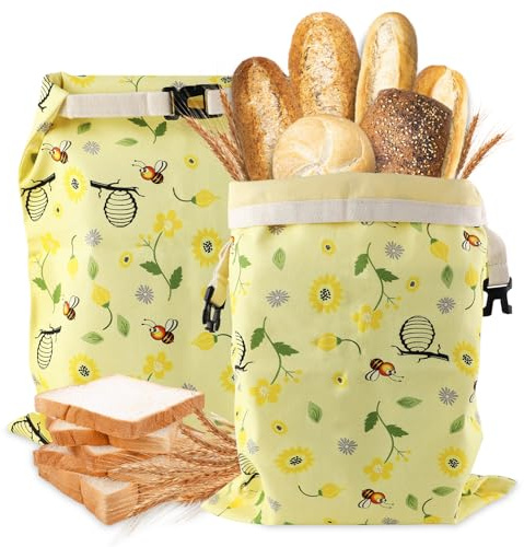 GmeDhc 2 bolsas de pan de cera de abejas grandes, reutilizables, con cera de abejas, 43 x 33 cm, para mantener frescas