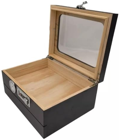 Racocou Cederträ Cigar Humidor med Kombinationslås, Hygrometer, Fuktare, Pipett och Flyttbar Avdelare – Rymmer 20-35 Cigarer – Lyxig Gåva till Pappa Make