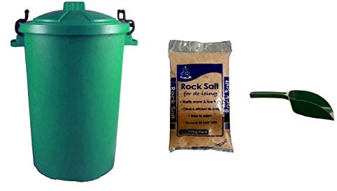 KetoPlastics 50 Litre COLOURED DOMESTIC GRIT ROCK SALT BIN Dustbin De-Ice 50L Storage Container (GREEN)