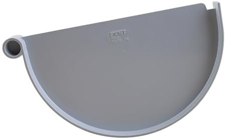 First Plast-Canalón PVC, 33 semi-redonda de fondo nacimiento canalones PVC, 33 cm, color gris