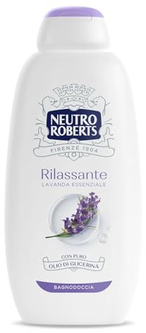 Neutro Roberts Bagnoschiuma Corpo Rilassante con Lavanda e Patchouli, Per una Pelle Distesa e Rilassata, Ingredienti di Origine Naturale, Senza Sapone, Dermatologicamente Testato, Flacone da 600 ml
