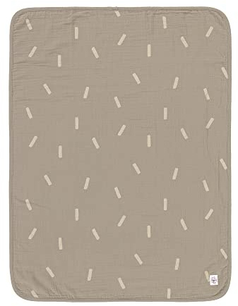 LÄSSIG Coperta di garza per bambini Coperta di coccole certificata GOTS/Muslin Blanket 75 x 100 cm Speckles olive
