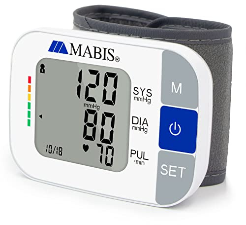 MABIS Universal Wrist Talking Blood Pressure Monitor, Visual BP Guide, 396 Reading Memory Storage for 4 Users, Protective Storage Case, FSA & HSA Eligible