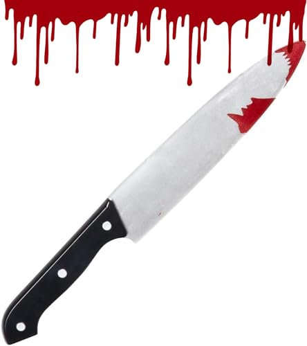 Bella Dox® 30cm Halloween Fake Knife Prop - Realistic Bloodied Plastic Weapon for Scary Costumes, Cosplay & Horror Parties | Safe, Non-Metallic Toy with Fake Blood