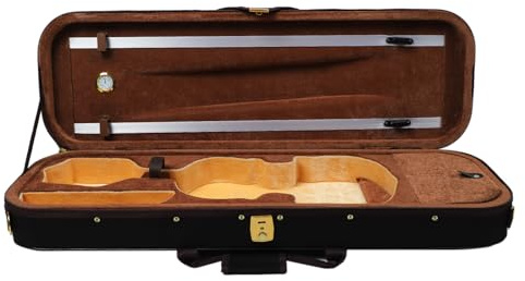 Boîte à Violon à Coque Rigide , Tissu Interne en Daim , étui pour Violon 4/4 , Poignée Portable , Hygromètre intégré , Résistance à l'usure avec 2 Sangles pour la Protection des