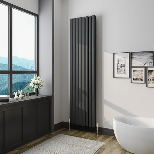 Oval Column Radiator 1800x472mm Black Vertical Radiator Double Modern Central Heating Radiators Designer Radiators