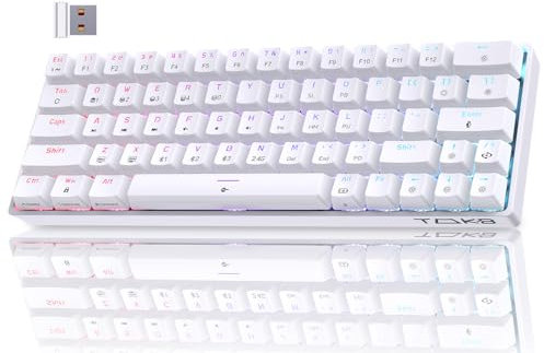 TMKB Technology Mechanical KeyBoard T63 Tastiera Wireless Meccanica Gaming con 2.4Ghz/Bluetooth/Type-C,Retroilluminazione RGB,Double-Shot Keycaps Compatibile con Win/Mac,Bianco