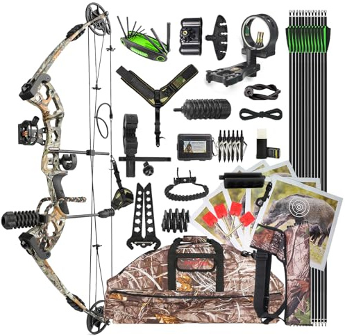 surwolf Compound bow kit 30~55LBS Adjustable Archery Bow and Arrow Set Hunting Bow Shooting Bow Left/Right for Archery Outdoor (camo, Right)