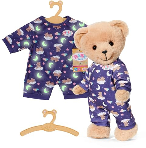 BABY Born Teddy Schlafanzug Glow in The Dark, leuchtet im Dunkeln, Puppenschlafanzug für 43 cm Puppen und Teddy, 836484 Zapf Creation