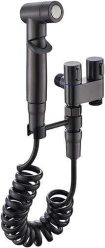 XINCHEND 1 en 2 Salidas Válvula de Control Taps de Bidet Dual 1 en 2 Salidas Grifo de Inodoro para Lavadora 1 en 2 Salidas para bidé y baño Negro para Lavadora para baño de Bidet Negro