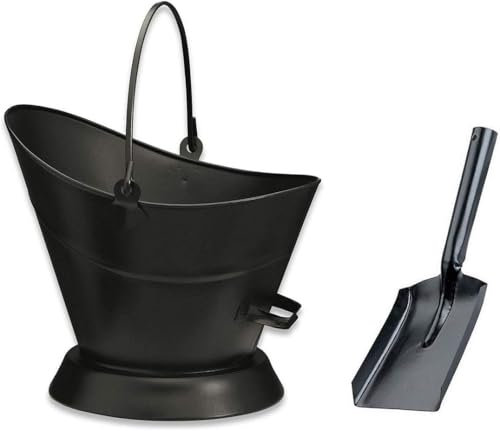 Heavy Duty Metal Fireside Waterloo Bucket Fireplace Hod Scuttle Coal Fuel Ash Wood Log Storage with Shovel