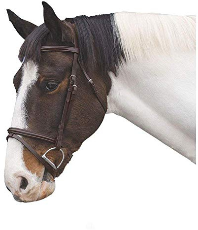 Leather Bridle English Headstall Reins Cowhide Genuine Horse Crossover Crossunder Raised Fancy Stitched Laced All Purpose Jumping Dressage Rubber Crystal Padded Adjustable Browband Full-Cob,M04 (Cob)