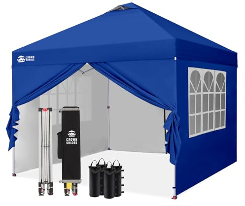 CROWN SHADES Tonnelle Pliante 3x3 Imperméable Barnum Exterieur, Bleu Marine | Pop Up Gazebo de Jardin, avec Sac de Rangement, UPF 50+, 4 Parois Latérales