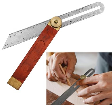 Multi Equerre Charpentier de Menuisier Ajustable,Fausse Equerre base bois 230 mm,Fausse Equerre Menuisier en T avec Manche en Bois Dur, Idéal pour Menuisier, Charpentier et Travail du Bois