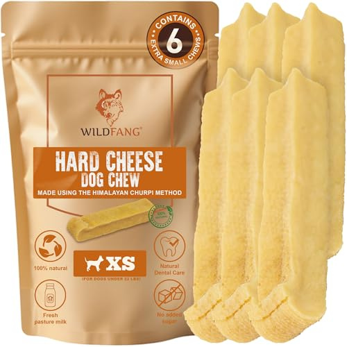 Wildfang® Yak Chews, X-Piccolo per Cani sotto 10 kg – Snack Dentale, Durezza come il Formaggio Himalayano, Stile Churpi, Premi per Cani e Addestramento Cuccioli, Circa 21 g, Confezione da 6