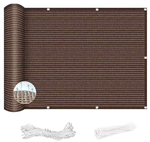 Balcony50x200 cm185g/m² UV Protection Brown Cladding Outdoor Side Awning with Eyelets & Cord - Ideal for Garden & Balcony Privacy