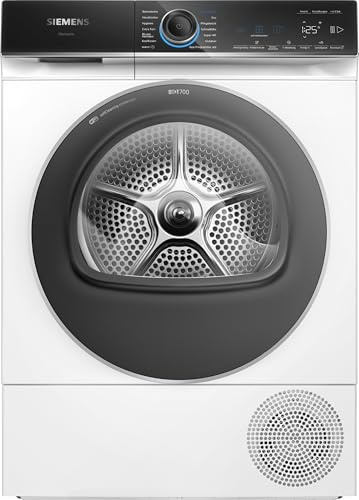 Siemens WQ46B2D41 iQ700, Wärmepumpentrockner 9 kg, Extrem Leise, varioSpeed, Halbe Beladung, Knitterschutz, autoDry, über Home Connect mit Waschmaschine verbinden, Selbstreinigung, Weiß