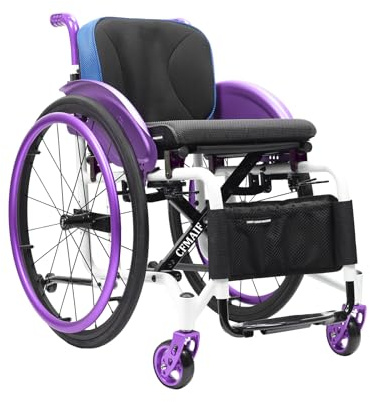 CFMAIF Sedia a rotelle Pieghevole, Carrozzina disabili ad autospinta, Alluminio, Poggiapiedi Pieghevole, Sedia a Rotelle Stretta(Size:40cm/15.7in Seat,Color:Purple)