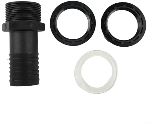 Yhenlovtt Conector de lluvia de agua con rebosadero de 1 pulgada, tubo Bspm de 3/4 pulgadas más adaptador de púas para tanques de almacenamiento de agua y barra de rosca (38 mm)