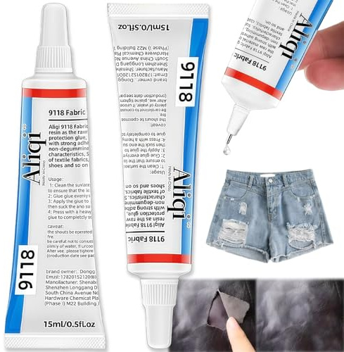 2PCS Fabric Glue, 15ml Clear Permanent Washable Material Glue for Fabric, Waterproof Clothes Adhesive for Patches & Mend on Cotton, Denim, Flannel, Leather, Linen, Polyester, Dolls