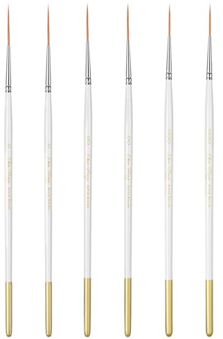 ElevateTech Script Liner Paintbrush, 6 Pcs Highly Flexible Liner Brush Fine Point Paint Brushes Extra Long Detail Pinstriping Scroll Outlining Brush for Acrylic Oil Watercolor Gouache Painting