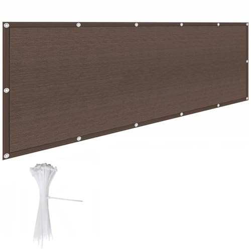 Balkon-Sichtschutz 40/50/60 cm Höhe, kleine Zaunabdeckung für Balkon und Garten, wetterbeständig, HDPE, strapazierfähiger Sonnenschutz, mit Ösen und Kabelbindern(60x1200cm)