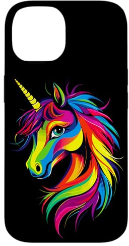 Licorne Coloré Arc-en-Ciel Cavalière Chevaux Équitation Coque pour iPhone 14