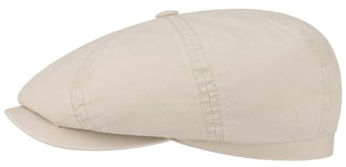 Stetson Hatteras Newsboy Cap Made of Organic Cotton Men Sustainable Flat Cap UV Protection 40 Vintage Spring Summer Beige