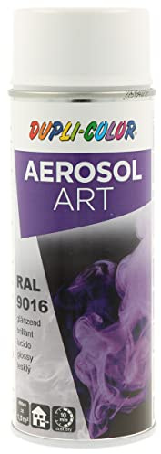 DUPLI-COLOR AEROSOL ART RAL 9016 verkehrsweiß glänzend 400 ml, Spraylack für vielseitigen Einsatz, schnelltrocknend, hohe Deckkraft, für Innen- und Außenbereiche geeignet