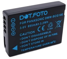 Dot.Foto DMW-BCG10, DMW-BCG10E Premium 3.6v / 895mAh Batterie Rechargeable pour Panasonic Lumix DMC-TZ6 TZ7 TZ8 TZ9 TZ10 TZ20 TZ30 TZ35 TZ65