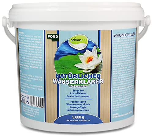 primuspet Natürlicher Gartenteich Wasserklärer Pond (Bindet kleinste Schmutzpartikel, kristallklares Wasser, entfernt Trübungen im Gartenteich), Inhalt:5 kg