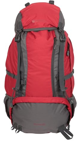 Mountain Warehouse Venture 40-l-Rucksack - Kompressionsriemen, hydratationskompatibel, Regenschutzhülle, Taschen, Damen/Herren - Für Reisen, Festivals, Herbst Rot Einheitsgröße