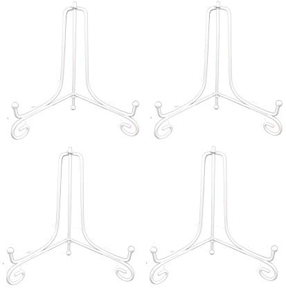 Hetoco 6 Inch White Easel Plate Holder Decorative Display Stands for Photo, Picture Frames, Decorative Plates, Paintings and Art Pieces (Pack of 4)
