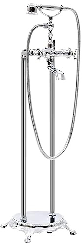 vidaXL Grifo para Bañera de Pie de Acero Inoxidable Fontanería Piezas Herramientas Accesorios Bricolaje Estilo Moderno Funcional Plateado 99.5cm