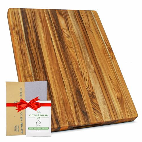 BEEFURNI Teak Wood Cutting Board with Hand Grip (20x15x1.25, M)