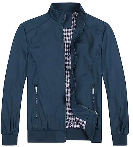 Allthemen Mens Bomber Jackets Baseball Sport Coat #1601 Navy Blue XXL