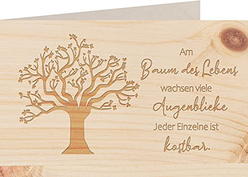 myZirbe Holzkarte - BAUM DES LEBENS - 100% handmade in Österreich - Postkarte, Geschenkkarte, Grußkarte, Klappkarte, Karte, Einladung (Zirbe)