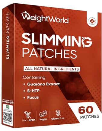 Slim Patch - 60 Pflaster für 2 Monate - Alle natürlichen Zutaten - Enthält Guarana Extrakt, 5-HTP & Fucus - Veganes - 1 Pflaster pro 24 Stunden - WeightWorld