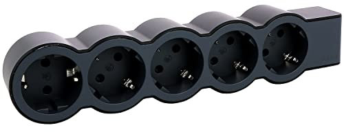 LEGRAND Regleta de enchufes, sin Interruptor, Enchufe múltiple con 5 Tomas de Corriente,sin Cable, Color Negro/Gris Oscuro 694578