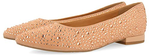 GIOSEPPO Bailarinas Color Oro Rosado con Cristales de Strass para Mujer kannus