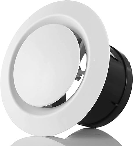 Hon&Guan Valve à disque blanche de 75 mm, couvercle de ventilation réglable en ABS au plafond ou au mur, grille d'aération ronde pour ventilateur d'extraction, ventilateur de tuyau