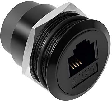 QIANRENON RJ11 Eingebettet Gewinde Feste Montage Adapter CAT3 RJ11 6P4C Buchse auf Buchse Paneel-Montage Rund Steckverbinder,Anschluss Telefonleitungen Modem,Montiert auf Schreibtisch,Geräteschränke